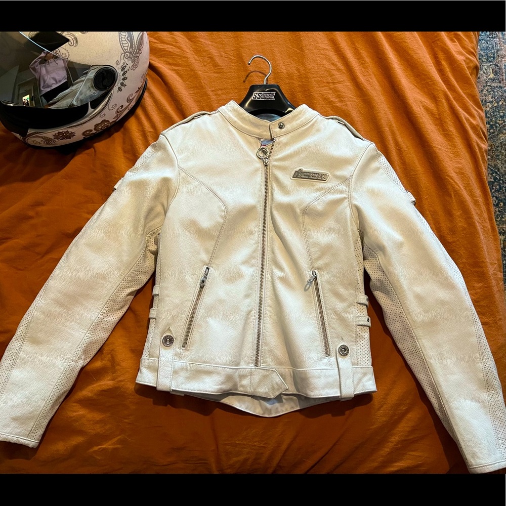 ICON Women’s White Leather Motorcycle Jacket
